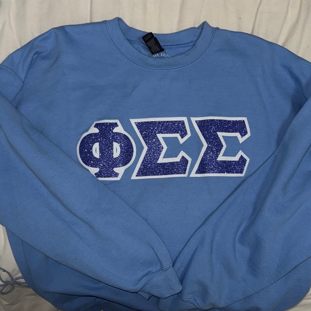 Blue Phi Sigma Sigma Greek Letter Sweater